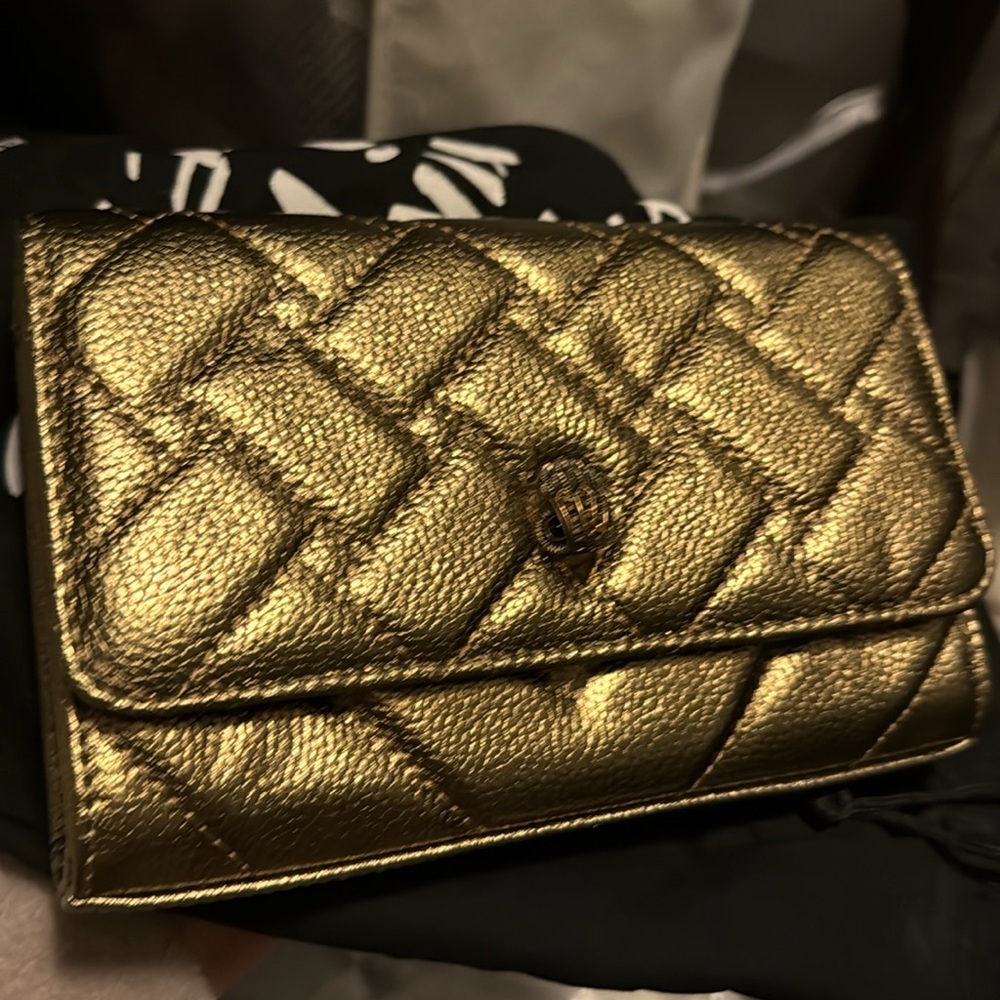 NWT Kurt Geiger London Kensington Quilted Leather Rust/Copper back slip pocket